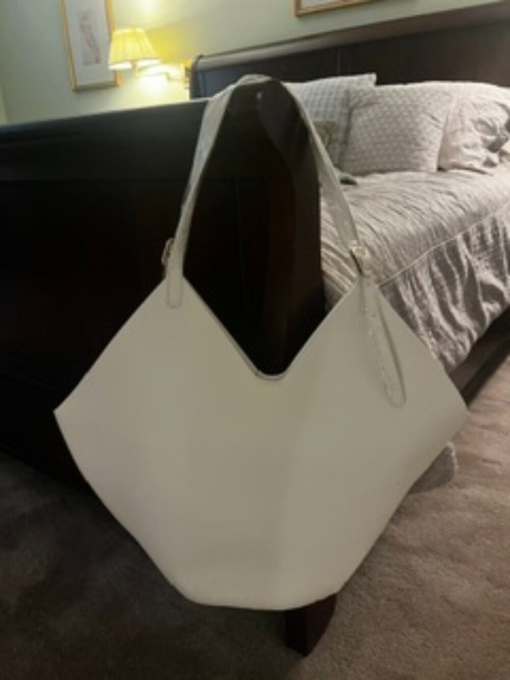 Anthropologie white faux leather handbag